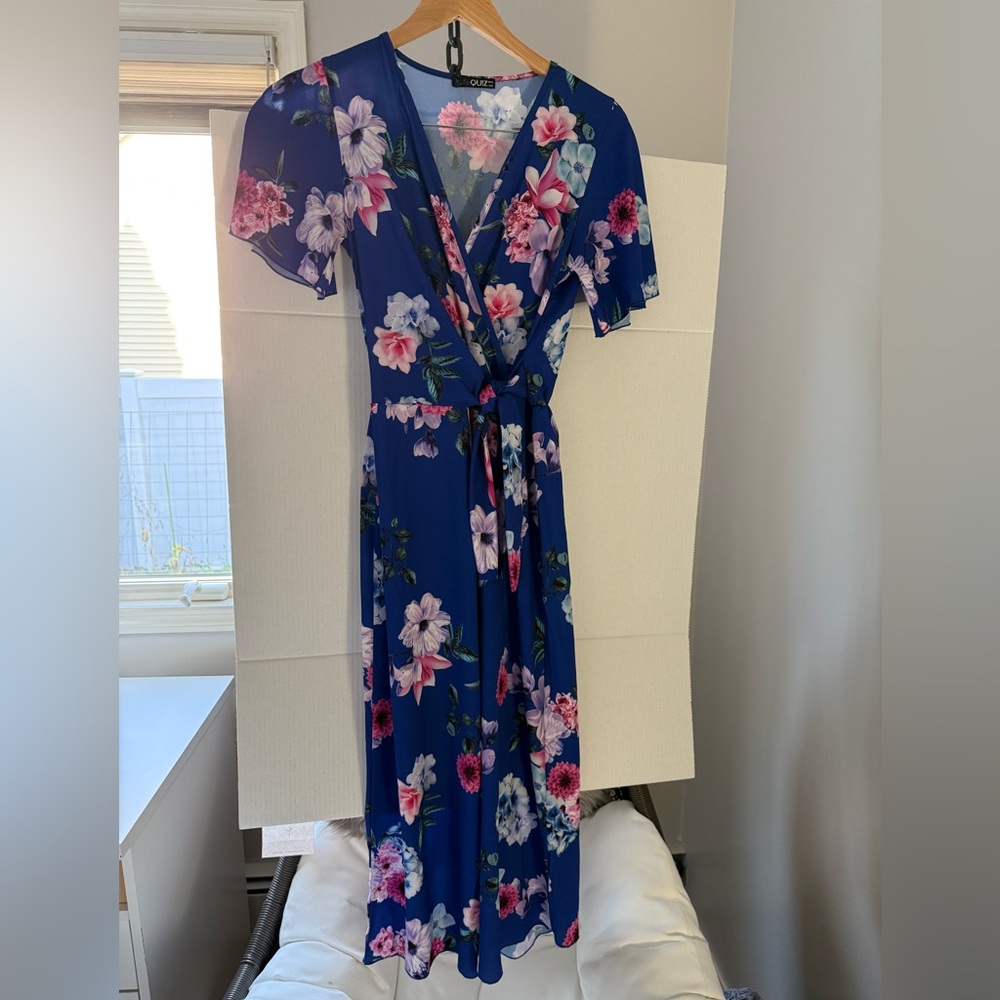 Women’s Blue Floral Wrap Jumpsuit